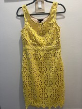 Women’s Banana Republic Yellow lace overlay sheath dress, Size 4P, BNWT