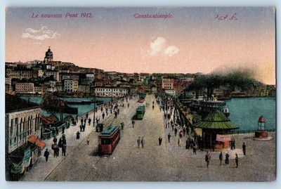 Istanbul Marmara Turkey Postcard Le Noveau Pont Constantinople 1912 Antique