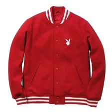 Men's Varsity Letterman Supreme Playboy All Wool Red Colour