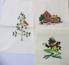 3 FINISHED CROSS STITCH BIRD IN A TREE FROG STORE