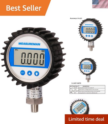 #ad #ad 3 1 8quot; Dial Size Digital Pressure Gauge 0 300psi bar Mpa Kpa 1 4quot; NPT Lowe... $83.99