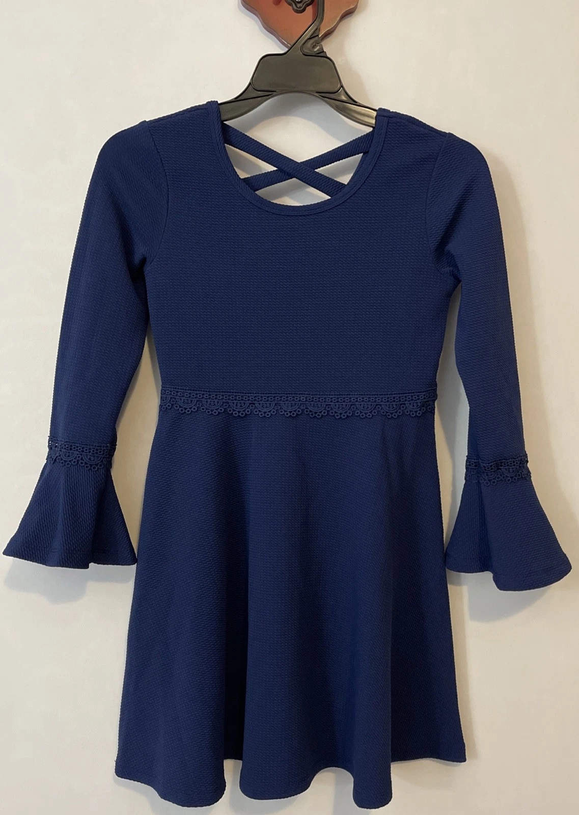 RMLA Girls Size 10 Blue Pullover Formal Fit & Flare Knee-Length Dress! A2732