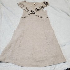 Anthropologie Moth Cream Linen Wool Dress XS Boho Feminine Cottagecore Romantic