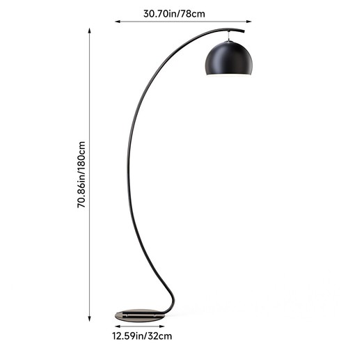Metal Floor Lamp Large Black Standard Modern Base Living Room Light Decor - Picture 3 of 12