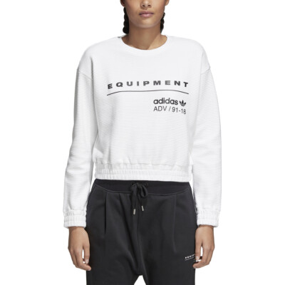Adidas Women's Originals EQT Crew Cropped Sweatshirt White CD6878