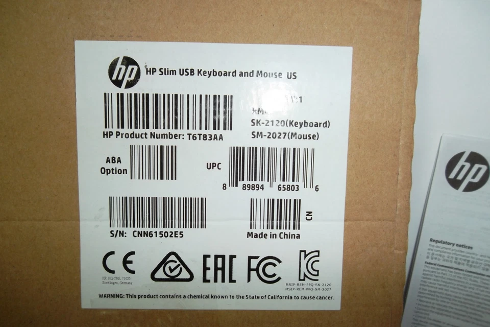 HP SK-2120 Multimedia USB Keyboard 5V 803181-001 + Mouse 672654-001 SM-2027 NEW - Image 2 of 4