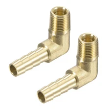 2PC 90 Degree Elbow Brass Hose Barb Fitting -1/4 Barb to 1/8 Male NPT Adapter