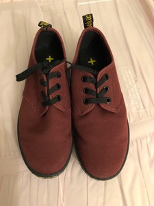 maroon canvas doc martens