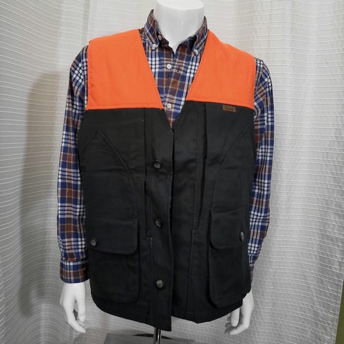 NWOT Woolrich Duck Cotton Game Safety Vest Orange Loden Button Men’s L - Picture 12 of 12