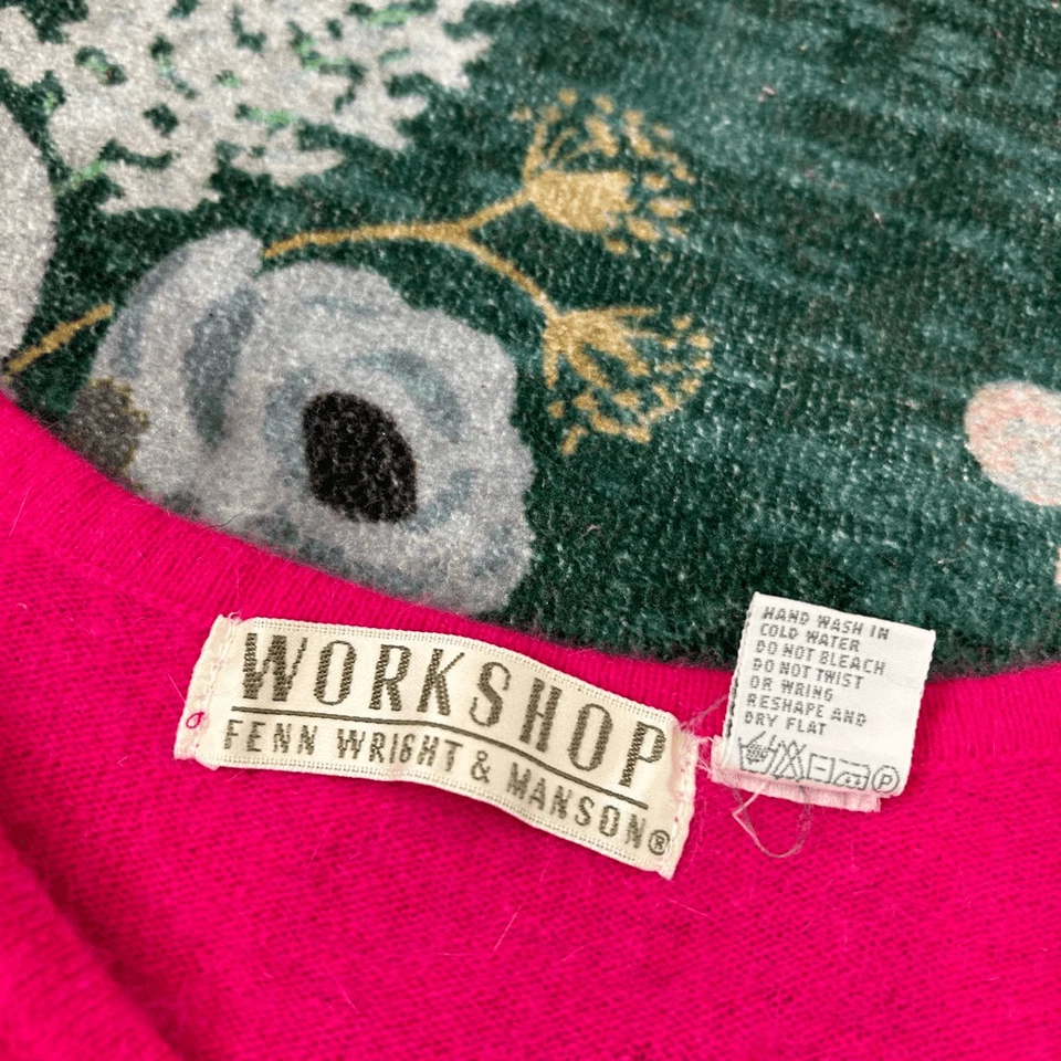 Mujer Lana de Cordero Manga Corta Tejido Suéter Top Lo último Fucsia Rosa Blusa De Colección M Foto 2 de 4