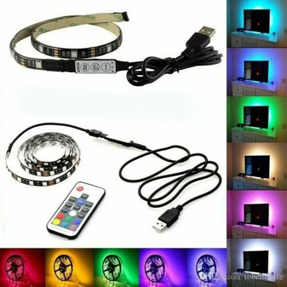 KIT TV STRISCIA STRIP LED USB RGB PER RETROILLUMINAZIONE TV 4x50cm 2MT SMD-5050 - Immagine 2 di 3