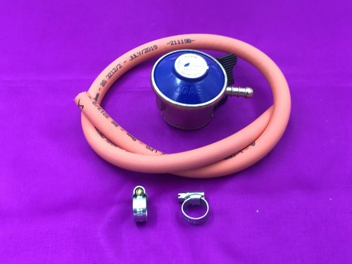 LPG 20mm Butane Gas Regulator and 1 Metre Hose Pipe And Clips Gas Flogas - Picture 7 of 9