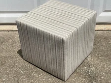 New Square Cube Ottoman Footstool Pouf Stool Designer Striped Fabric Earth Tones