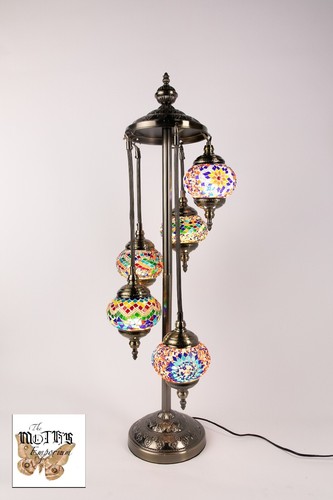Moroccan Turkish 5 Globe Table Lamp Mosaic Tiffany - Picture 7 of 18