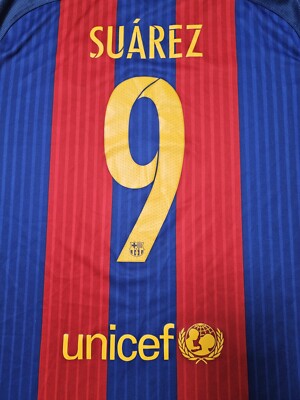 BARCELONA 2016 2017 HOME SUAREZ FOOTBALL SHIRT SOCCER JERSEY XL