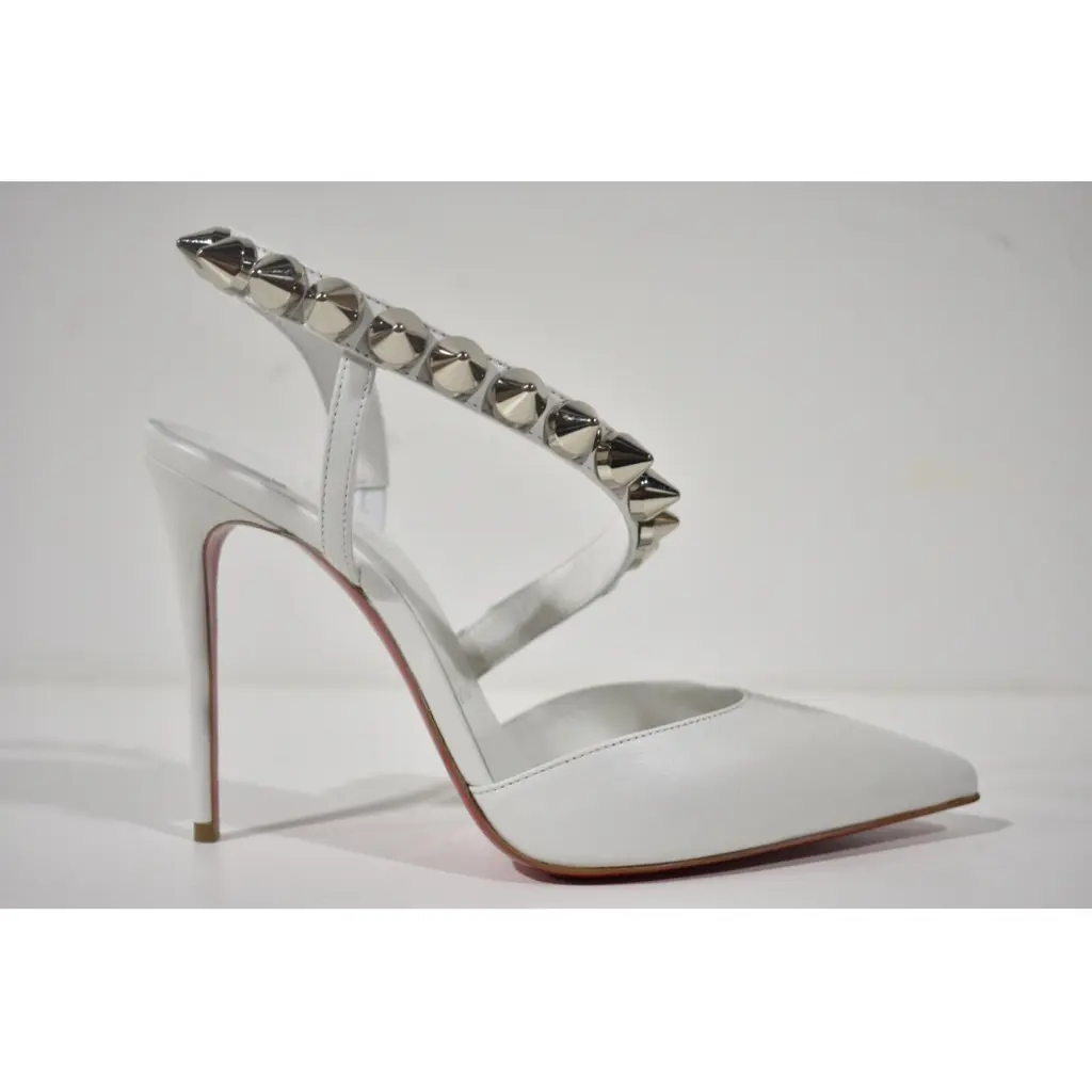 Christian Louboutin Spikita Pump 100 Bianco White Spike Strappy