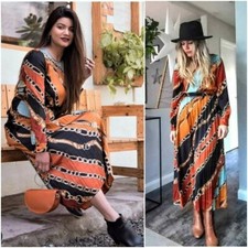 Zara Chain Print Midi Dress Multicoloured Size S 8527/433 New with tags