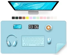 Large Desk Mat 35.4" x 17" PU Leather Desk Pad Protector Non-Slip Large Mouse...