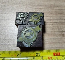Vintage Letterpress Printing Block Pure Oil Company Logo Lot Advertising 