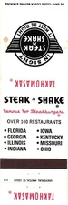 Steak n Shake, Famous For Steakburgers Florida, Georgia Vintage Matchbook Cover