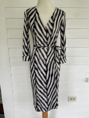 DVF Silk 3/4 Sleeve Wrap Dress Julian Two Sz