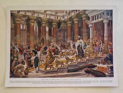 HUTCHINSON Visit of the Queen of Sheba to King Solomon (c.1920 Lithograph Print)