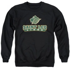Saint Leo University Adult Crewneck Sweatshirt Distressed Primary, Black, S-3XL