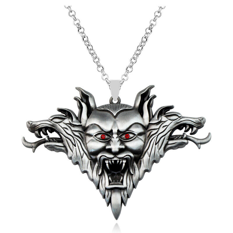 Huge DEVIL WOLF RED EYE DEMON SATAN Pendant 925 Sterling Huge DEVIL WOLF RED EYE DEMON SATAN Pendant 925 Sterling