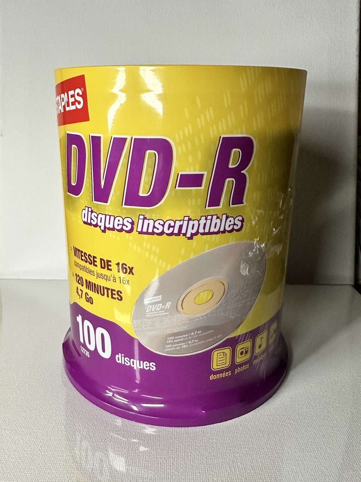 DVDR Recordable 100 Discs Spindle 4.7 GB 16x 120min Sealed Staples eBay