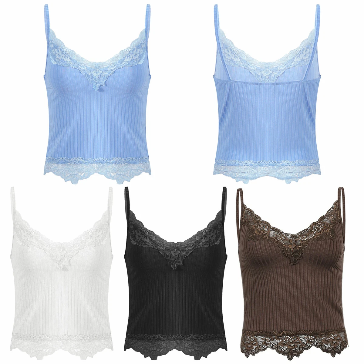 Women Lace Tank Top Vest Trimming Crop Tops Sexy Cropped Camisole Shirt |  eBay