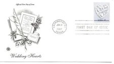 US Scott #4151, First Day Cover 6/27/07 Washington Single Wedding Hearts