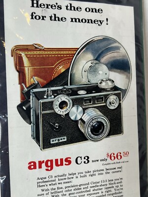 argus c3 camera ad advertisement poster Vintage 1954