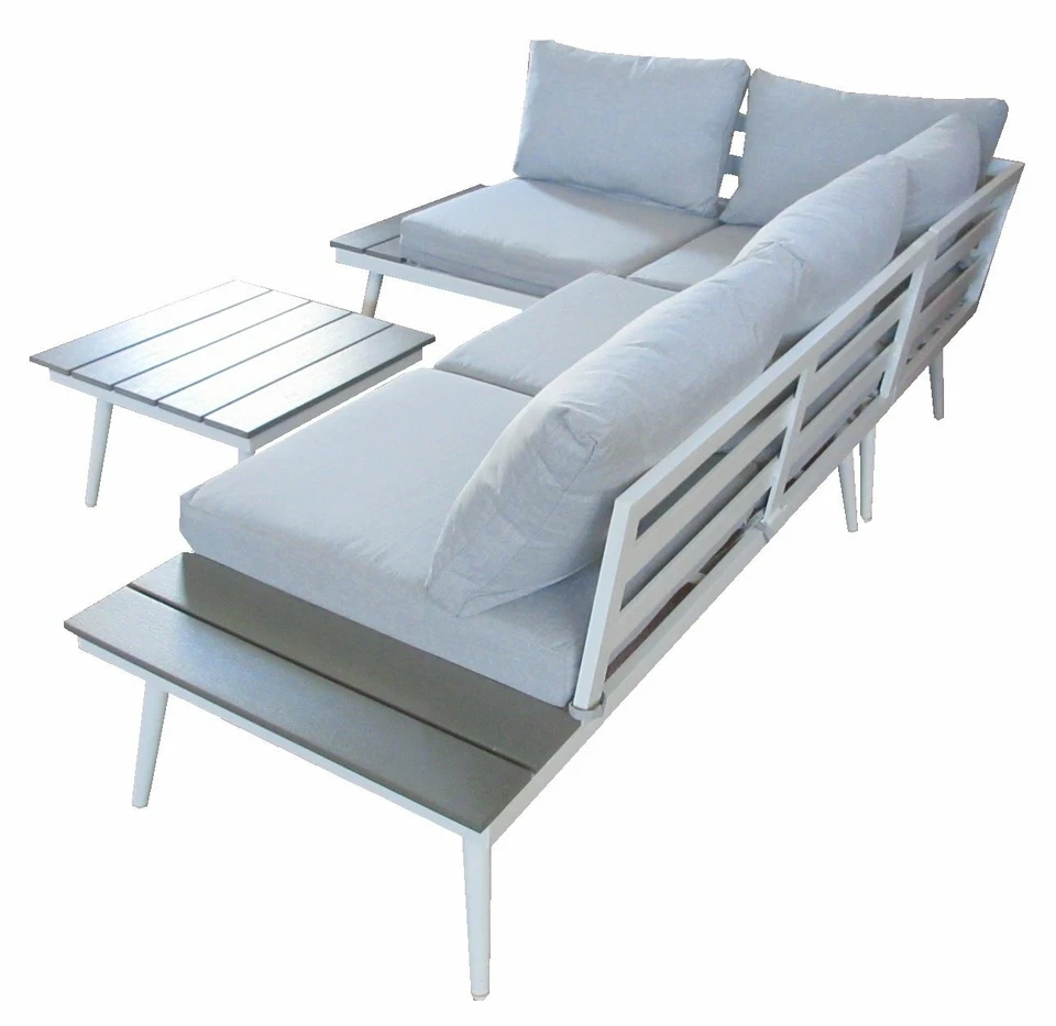 Gartenmöbel Set Lounge Alu Loungemöbel Sitzgruppen Aluminium Garten Outdoor Weiß - Bild 4 von 4