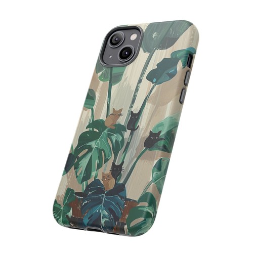 Phone-Ink iPhone, Pixel, Samsung Galaxy Case - Monstera Green Plant Cats - 第 47/191 張圖片