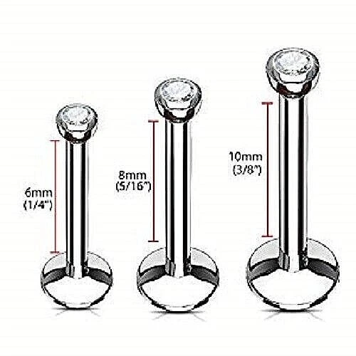 Oreja roscada internamente Monroe Lip Labret Stud 16 g PRESS FIT CIRZ pequeña gema de 2 mm Foto 4 de 4