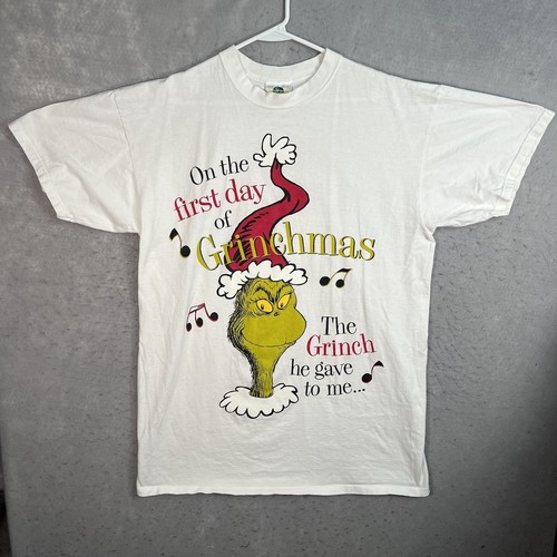 Vintage 90er Jahre Universal Studios First Day Of Grinchmas Schlaf T-Shirt Erwachsene Einheitsgröße