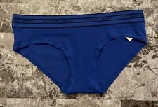 NWT VICTORIA'S SECRET XS BLUE BLACK THICK LOGO WAISTBAND RARE HIPHUGGER PANTIES