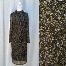 Nine West long sleeve turtleneck stretch mesh dark dotted dress