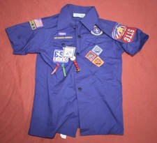 Boy Scouts BSA Blue Uniform Short Sleeve Shirt Youth Medium with Patches