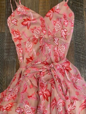 Saints & Secrets Pink Floral Ruffle Dress Women's size S | eBay