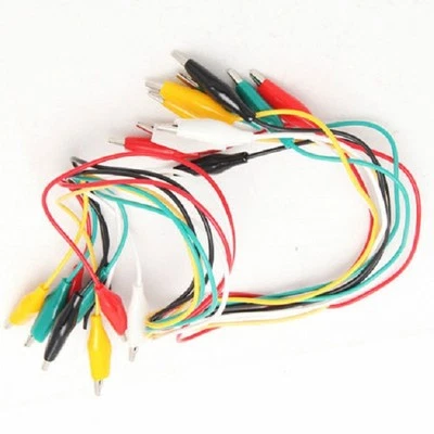 FABLOGIX TEST LEADS ALLIGATOR DOUBLE ENDED X 10 CROCODILE CLIP JUMPER WIRE 5 COLOUR CABLE