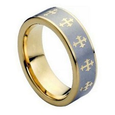 Tungsten Ring Band Yellow Gold Tone IP Plated For Men Women