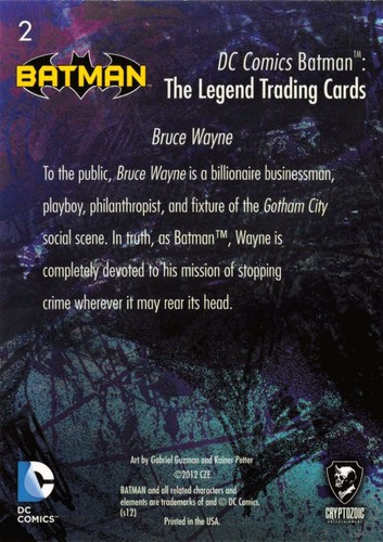BRUCE WAYNE / DC Comics Batman The Legend (2013) BASE Trading Card #02 - Picture 2 of 2