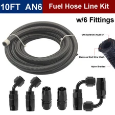 CPE Nylon Braided Fuel Line AN6 10FT Oil/Gas/Fuel Hose End Fittings Kit 6AN 