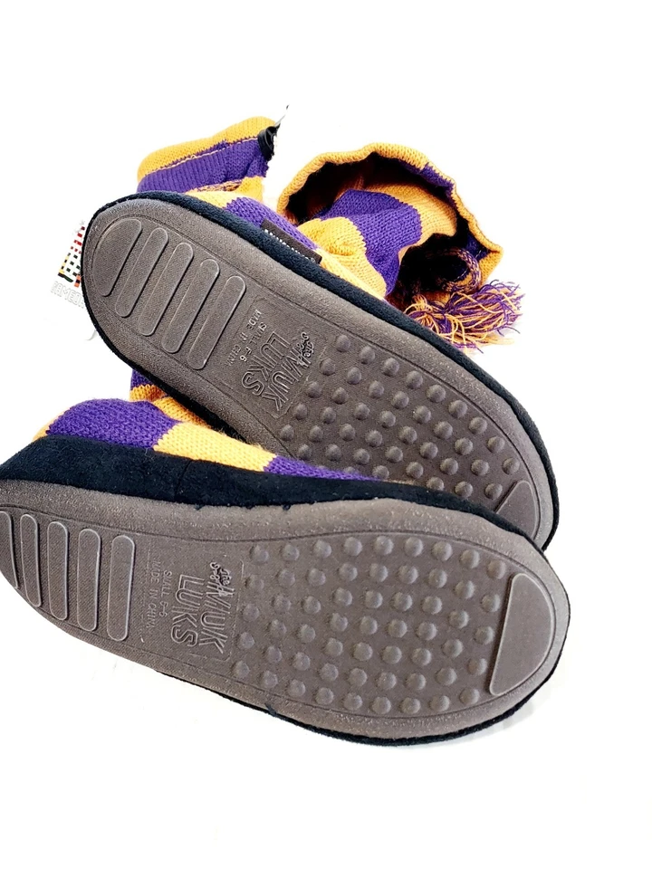 Nuevas Botas Muk Luks Game Day Tejidas Púrpura Pequeñas (5-6) Vikingos Foto 3 de 4