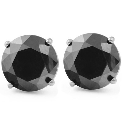 2 kt TW schwarze Diamant Ohrstecker in 14 K Weiß- & Gelbgold Korbfassung
