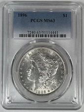 1896 Morgan Silver $1 Dollar Coin PCGS MS 63