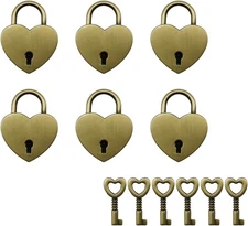 T Tulead Heart Shaped Padlocks Vintage Locks Zinc Alloy Mini Bronze 