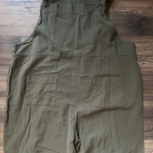 Damen Jumpsuit Utility Strampler Hose Ärmellos Gr. 2XL XXL Olivgrün Seide - Bild 5 von 6