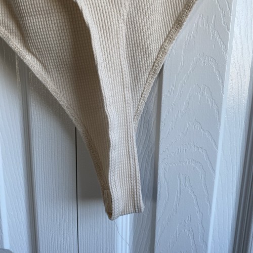 NWT Naked Wardrobe Women’s Medium One Shoulder Ivory Ribbed Thong Bodysuit - Picture 5 of 6